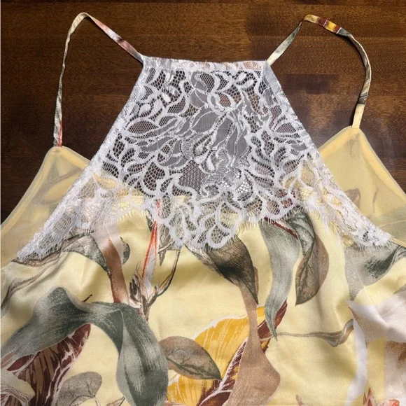 White House Black Market Floral Pajama Set - Yellow and Green - Picture 7 of 9